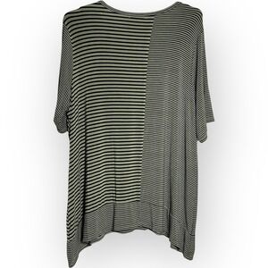 Coldwater Creek Stretch Tunic Women Large Green Striped Short Sleeve‎ Silky 2X